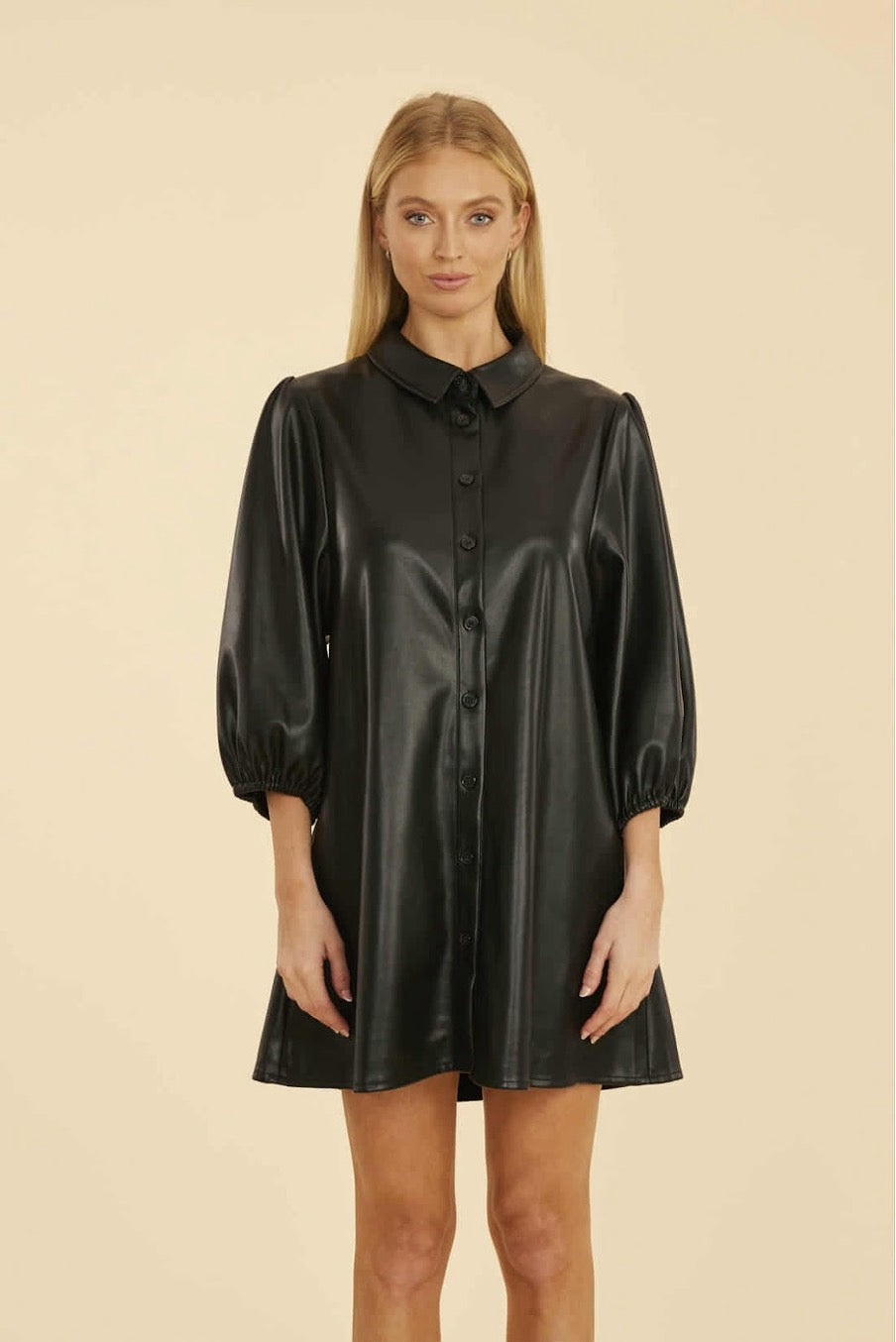 Vegan Leather Exaggerated Sleeve Dress/tunic