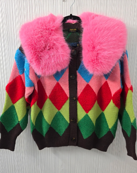 Jayley Collection: Cashmere Cardigan-Medium, Removable Collar