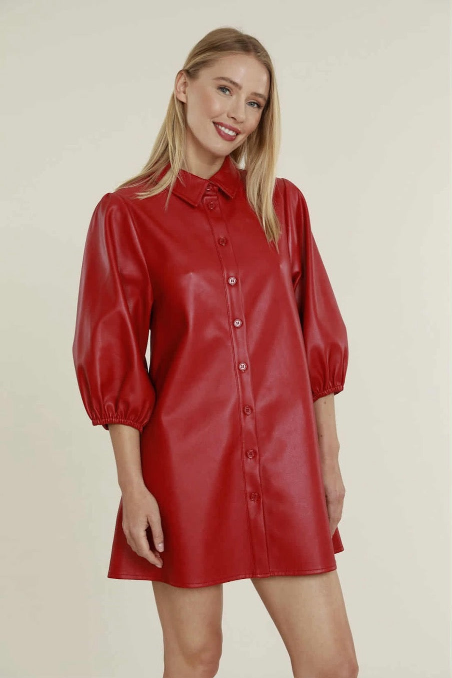 Vegan Leather Exaggerated Sleeve Dress/tunic