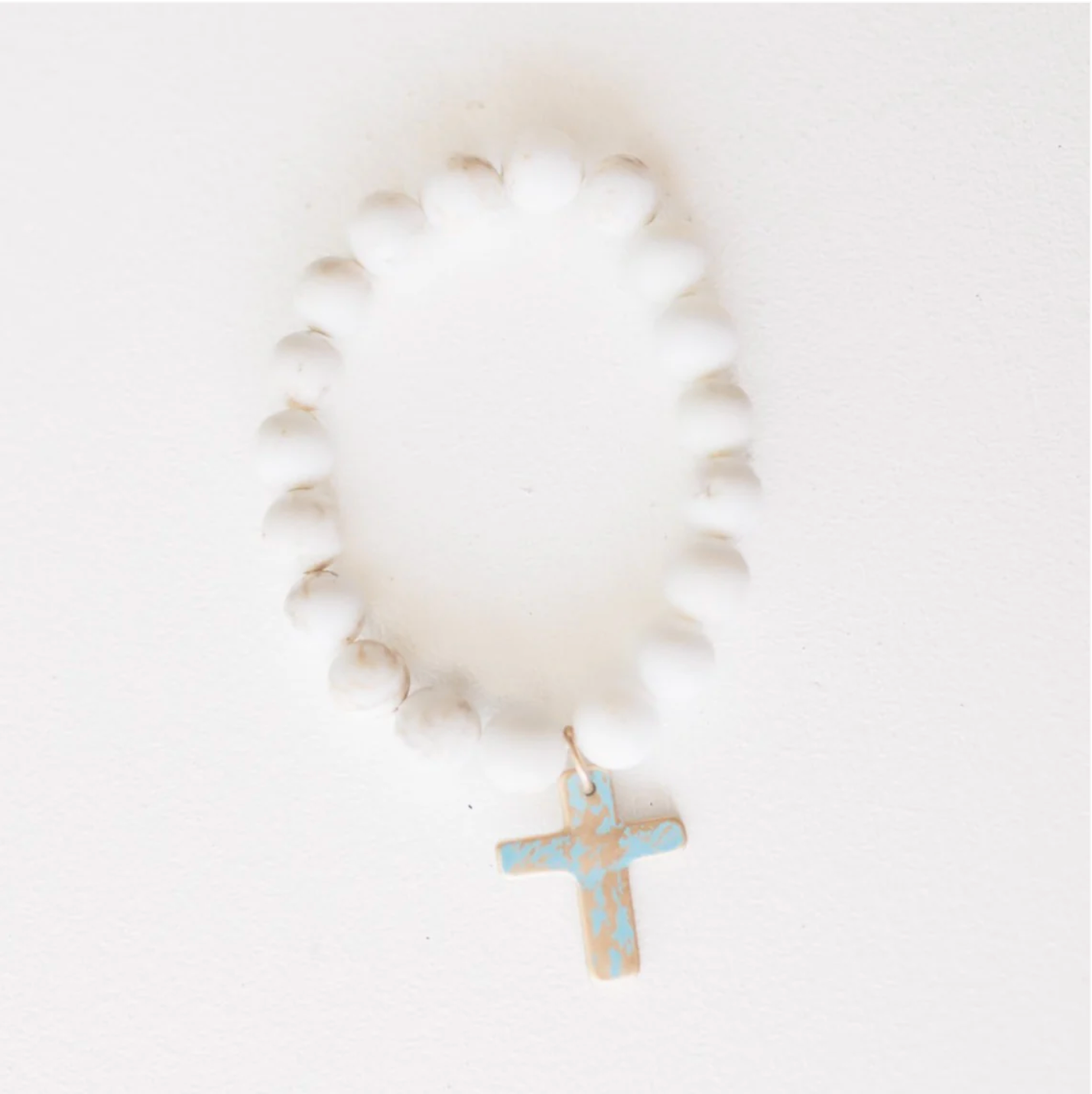 White Turquoise, Verdi Cross Charm 7" - Leslie Curtis Jewelry Designs