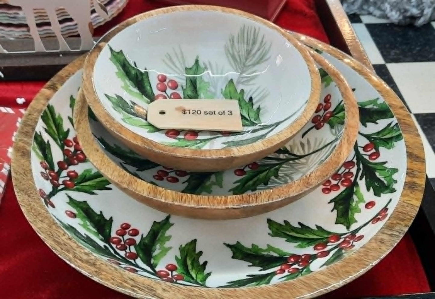 Christmas Wooden Bowl Set