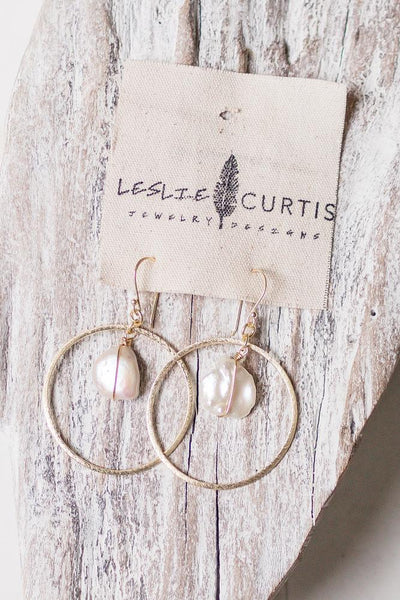 Brushed Gold Hoop Earrings - Leslie Curtis Jewelry Designs